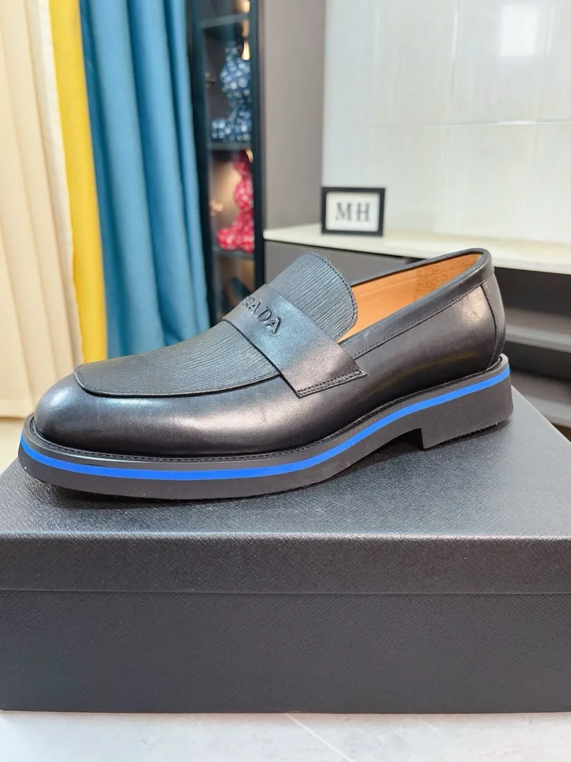 Men's shoes 💰540🌹🌹【PRADA Leather Shoes】Top purchasing agency Original imported Italian custom-made open-edge beaded cowhide leather surface, fully imported water-dyed breathable cowhide lining, original factory special molded sole super comfortable, size: 38-44
